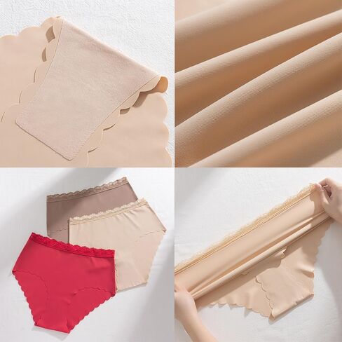5 Pack Ice Silk Seam Free Low Line Lace Edge Panties, Women Low Rise Lace Hipster Panties, Soft Smooth Style in Saudi Arabia