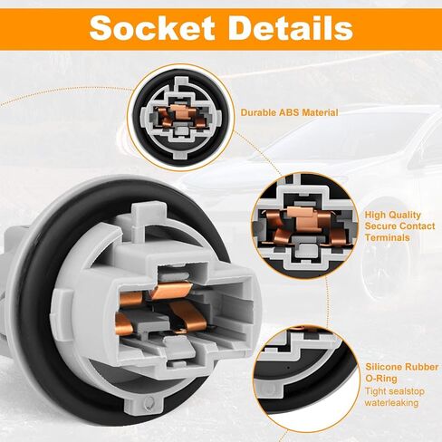 2PCS Front Turn Signal Light Socket W/Pigtail Harness Compatible with 2005-2016 Toyota Tacoma/2005-2021 Tundra/2008-2018 Sequoia/2003-2006 4Runner Replace for 90075-60060 9007560060(3 Pin) in Saudi Arabia