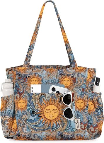 Cute Corduroy Tote Bag for Women - Large Capacity Multi-Pocket Shoulder Bag with Zipper in Kuwait