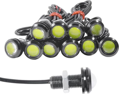 10 قطع من مصابيح البركة للسيارات، مصابيح LED للسيارة، ملحقات السيارة 12 فولت عين النسر LED الضباب DRL ضوء النهار، مجموعة استبدال السيارات أضواء الضباب إشارة الانعطاف، تناسب السيارات والدراجات النارية (أصفر) in Kuwait