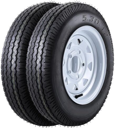 2 حزمة 2 5.30-12 5.30x12 530-12 5.30-12 إطارات مقطورة مع إطارات 12 بوصة، 5 عروة على 4.5 بوصة، نطاق تحميل C، 6PR in Kuwait