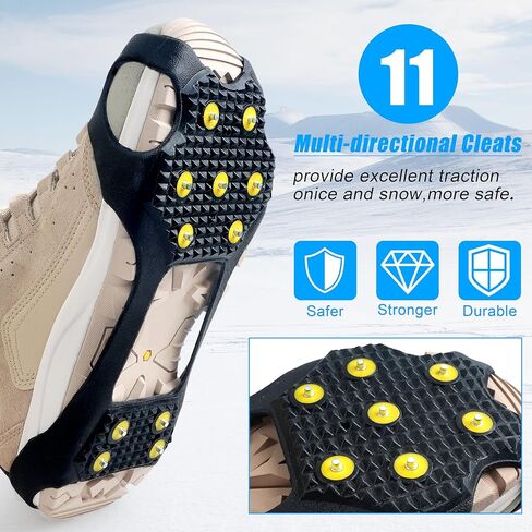Ice Cleats for Shoes and Boots Snow Walk Traction Cleats Crampons Anti Slip 11 Studs Ice Snow Grippers Overshoe for Walking on Ice and Snow in Saudi Arabia