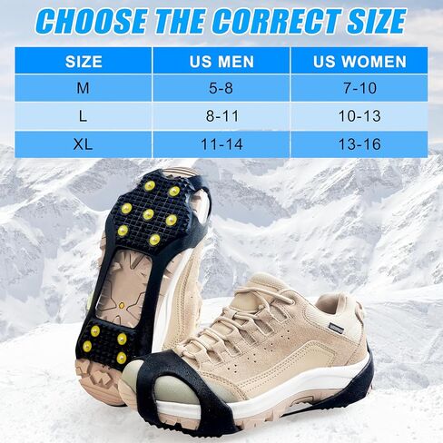 Ice Cleats for Shoes and Boots Snow Walk Traction Cleats Crampons Anti Slip 11 Studs Ice Snow Grippers Overshoe for Walking on Ice and Snow in Saudi Arabia