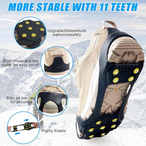 Ice Cleats for Shoes and Boots Snow Walk Traction Cleats Crampons Anti Slip 11 Studs Ice Snow Grippers Overshoe for Walking on Ice and Snow in Saudi Arabia