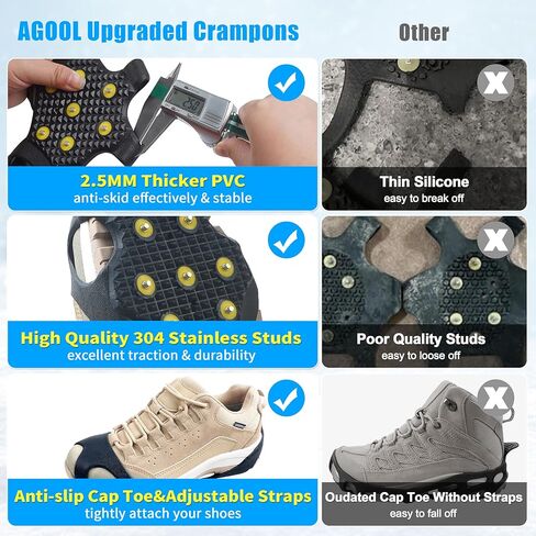 Ice Cleats for Shoes and Boots Snow Walk Traction Cleats Crampons Anti Slip 11 Studs Ice Snow Grippers Overshoe for Walking on Ice and Snow in Saudi Arabia