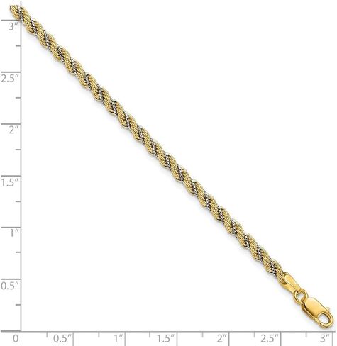 JewelryWeb 14k الذهب المصقول محكم سوار حبل 7.5 بوصة 3.25mm واسعة ربط سوار للنساء in Saudi Arabia