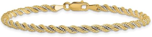 JewelryWeb 14k الذهب المصقول محكم سوار حبل 7.5 بوصة 3.25mm واسعة ربط سوار للنساء in Saudi Arabia