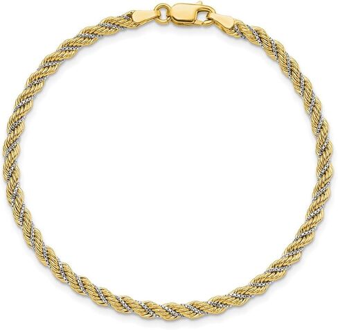 JewelryWeb 14k الذهب المصقول محكم سوار حبل 7.5 بوصة 3.25mm واسعة ربط سوار للنساء in Saudi Arabia
