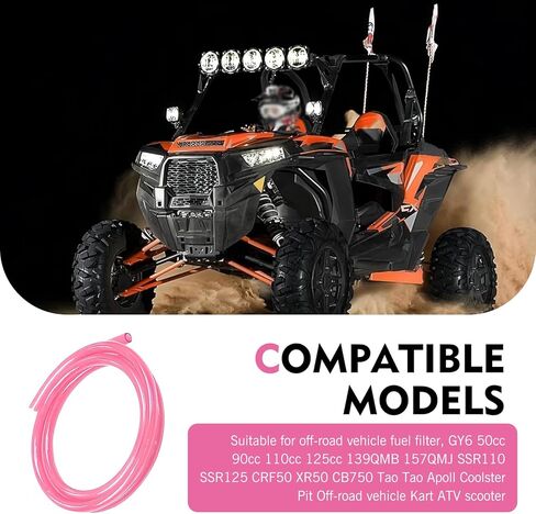 Motorcycle Fuel Line, 9.8 Ft Leak-proof High-temperature Resistant Carburetor Hose, Rubber Waterproof Fuel Vent Tube, Universal Engine System Transmission Part for ATV Dirt Bike (Pink) in Saudi Arabia