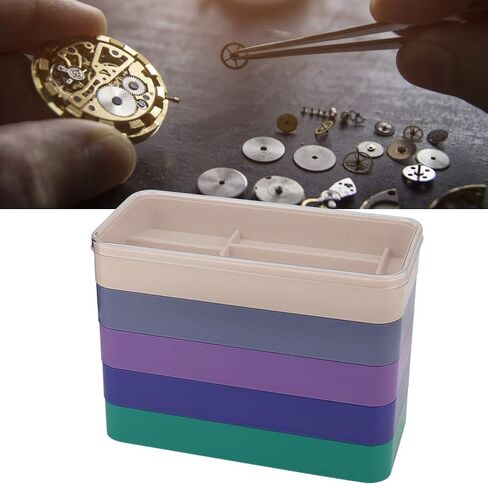 Watch Part Storage Box Watch Parts Keeper, 5 Layers Watch Accessories Organiser Case, Watch Parts Storage Box Watch Tools Storage Container Watchmaker Repair Tool Set(Rectangle) in Saudi Arabia