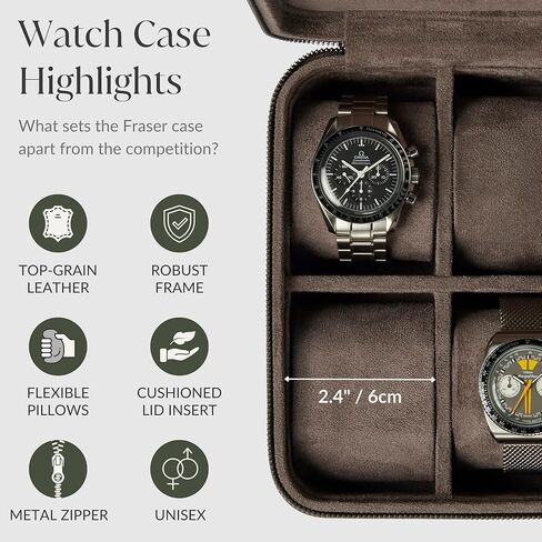 TAWBURY Fraser 4 Watch Case (Brown) with a Set of 4 X-Small Pillows to Fit 5.5-6.9" Wrists in Saudi Arabia