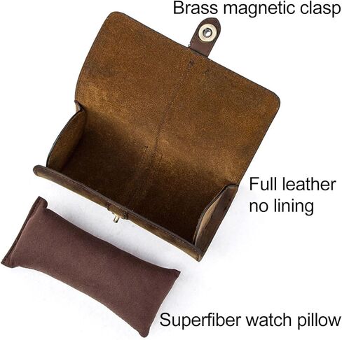 CONTACTS Crazy Horse Leather Travel Watch Case for Men 3 Watch Organizer Vintage Watches Roll for Watches and Bracelets Portable Watch Holder in Saudi Arabia