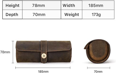 CONTACTS Crazy Horse Leather Travel Watch Case for Men 3 Watch Organizer Vintage Watches Roll for Watches and Bracelets Portable Watch Holder in Saudi Arabia