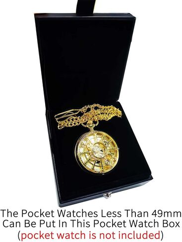 صندوق ساعة جيب جلدي قابل للحمل وجيب واحد من البولي يوريثان وحافظة عرض للرجال باللون الأسود (الصندوق فقط، لا يشمل ساعة الجيب) in Kuwait