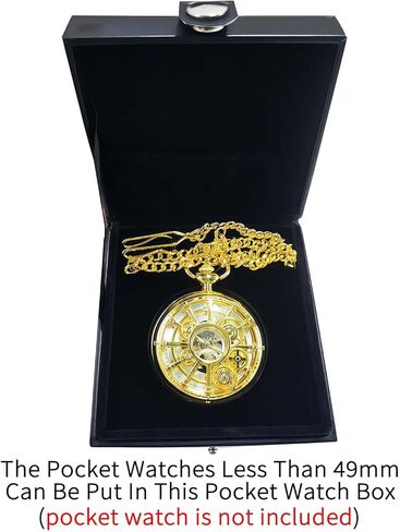 صندوق ساعة جيب جلدي قابل للحمل وجيب واحد من البولي يوريثان وحافظة عرض للرجال باللون الأسود (الصندوق فقط، لا يشمل ساعة الجيب) in Kuwait