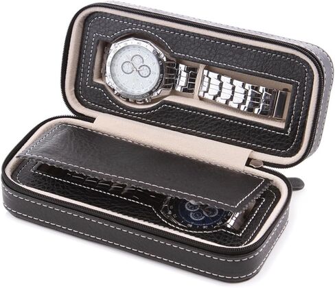 Watch Box for Men, 2/4/8 Slot Travel PU Leather Watch Display Case Watch Storage Holder Organizer with Zipper Design (Brown, 8 Slot) in Saudi Arabia