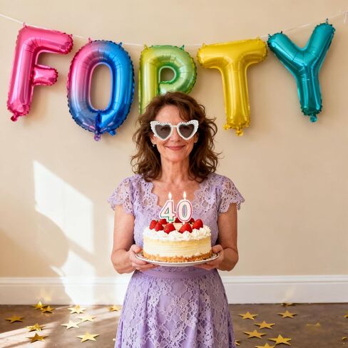 نظارات عيد الميلاد الأربعين - نظارات Hello Forty مع اللؤلؤ، زينة عيد ميلاد ممتعة للنساء والرجال، هدايا الحفلات in Kuwait