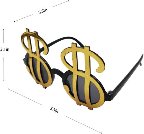 نظارات أزياء VIGUEUR Dollar Sign، إكسسوار أزياء Pimp، أسود in Saudi Arabia