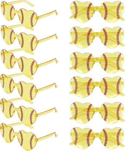 12 قطعة من نظارات الكرة اللينة، هدايا لحفلات الكرة اللينة للفريق، نظارات رياضية على شكل قلب أصفر مزخرفة للمدربين، مشجعي الفريق، احتفالات الولائم والأحداث الرياضية، زينة الإكسسوارات in Kuwait