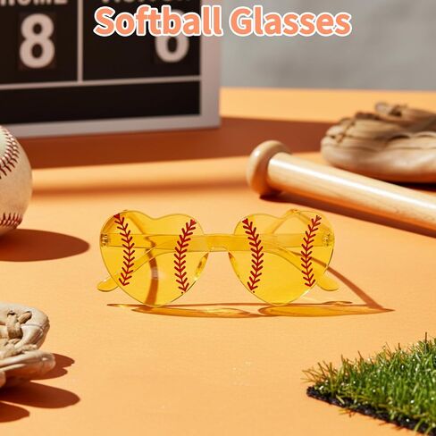 12 قطعة من نظارات الكرة اللينة، هدايا لحفلات الكرة اللينة للفريق، نظارات رياضية على شكل قلب أصفر مزخرفة للمدربين، مشجعي الفريق، احتفالات الولائم والأحداث الرياضية، زينة الإكسسوارات in Kuwait