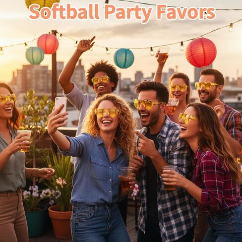 12 قطعة من نظارات الكرة اللينة، هدايا لحفلات الكرة اللينة للفريق، نظارات رياضية على شكل قلب أصفر مزخرفة للمدربين، مشجعي الفريق، احتفالات الولائم والأحداث الرياضية، زينة الإكسسوارات in Kuwait