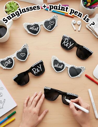 Bride Sunglasses - Bride and Groom Sunglasses - Just Married Decorations with Marker Pens for Adult DIY Wedding Party Personalized in Saudi Arabia