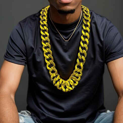 80s 90s نظارات قلادة الهيب هوب مغني الراب زي عدة وهمية سلسلة ذهبية النظارات الشمسية البلاستيك سلسلة ذهبية كبيرة زي مجوهرات اكسسوارات للرجال النساء حفلة الهالوين in Kuwait