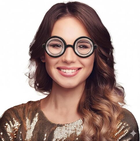 Vaulted Skulls & Co Nerd Magnifying Glasses | Magnify Your Eyes Specs | Magic Nerd Glasses | Bug Eyes Specs | Black | Small/Medium Size in Saudi Arabia