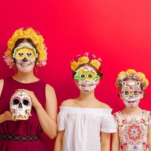 16 Pieces Cinco de Mayo Fiesta Paper Glasses, Colorful Mexican-Themed Eyewear with Sombrero, Cactus Designs for Holiday Photo Booth Props, Party Favors, and Taco Night Accessories for Adults and Kids in Saudi Arabia