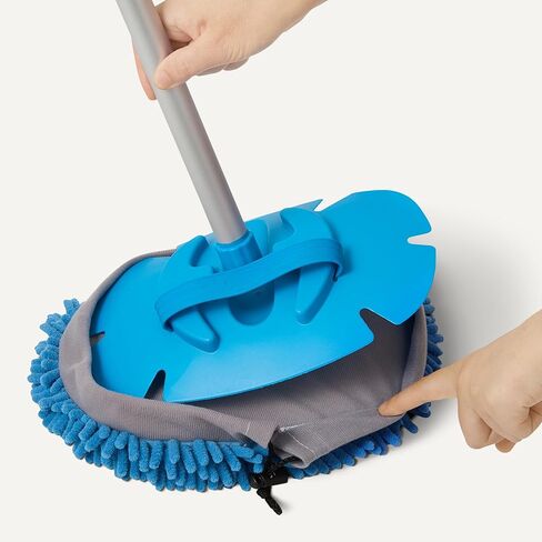 Amazon Basics Car Wash Brush with Long Handle, Microfiber Mop Mitt, for Car RV Truck, 62 inch, Blue in Saudi Arabia