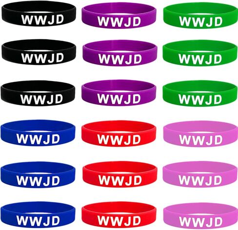 WWJD Silicone Wristbands Set – Christian Faith Bands, Inspirational Wristbands for Religious and Charity Events (18 Pack) in Kuwait
