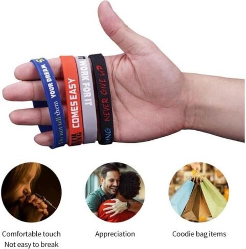 Motivational Silicone Wristband - 10PCS with Inspirational Messages Gym Accessories Comfortable Waterproof Wrist Straps for Women Men Teens Unisex Adult Size in Saudi Arabia