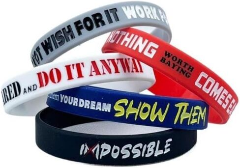 Motivational Silicone Wristband - 10PCS with Inspirational Messages Gym Accessories Comfortable Waterproof Wrist Straps for Women Men Teens Unisex Adult Size in Saudi Arabia