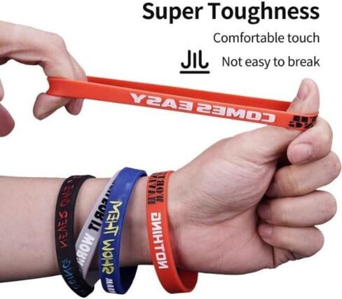 Motivational Silicone Wristband - 10PCS with Inspirational Messages Gym Accessories Comfortable Waterproof Wrist Straps for Women Men Teens Unisex Adult Size in Saudi Arabia