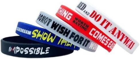 Motivational Silicone Wristband - 10PCS with Inspirational Messages Gym Accessories Comfortable Waterproof Wrist Straps for Women Men Teens Unisex Adult Size in Saudi Arabia
