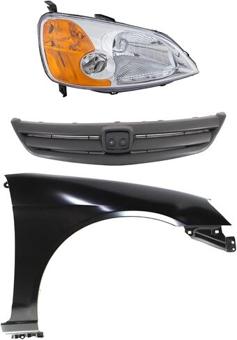 Replacement Headlight Kit (RH) with Fender and Black Grille fits Honda Civic 2001-2003 1.7L Gas (Passenger Side) Halogen in Saudi Arabia