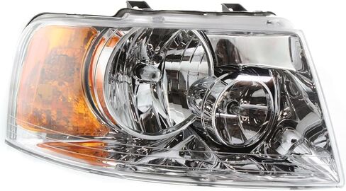 طقم المصابيح الأمامية البديلة يناسب Ford Expedition 2005-2006 5.4L V8 جانب السائق وجانب الراكب عدسة شفافة غطاء كروم (للنماذج ذات المصابيح الأمامية الداخلية من الكروم) in Saudi Arabia