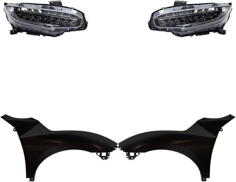 Replacement Headlight Kit Fits Honda Civic 2019 Coupe 1.5L (Touring Trim) Driver and Passenger LED Type R in Saudi Arabia