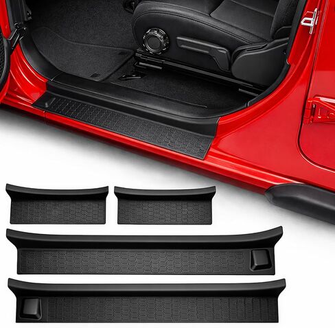 Door Sill Protector Kit for 2018-2025 Jeep Wrangler JL JLU Gladiator JT: Anti-Slip Door Entry Guards, Scratch-Resistant Step Pads, Weatherproof Car Interior Accessories for Off-Road Use in Saudi Arabia