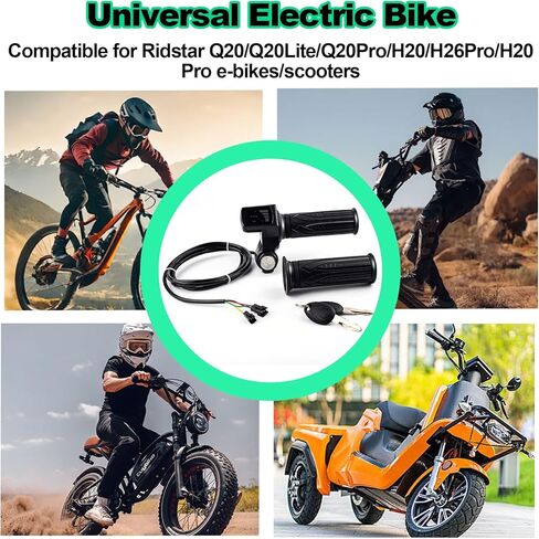 Ebike Full Twist Throttle Replacement for Ridstar Q20/Q20Lite/Q20Pro/H20/H26Pro/H20,48V, LCD Display with Key 2 Keys,Electric Bike Throttle Grips for Ebike Motorcycle Scooter Electric Bicycle in Kuwait