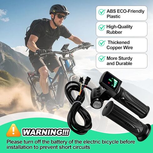 Ebike Full Twist Throttle Replacement for Ridstar Q20/Q20Lite/Q20Pro/H20/H26Pro/H20,48V, LCD Display with Key 2 Keys,Electric Bike Throttle Grips for Ebike Motorcycle Scooter Electric Bicycle in Kuwait