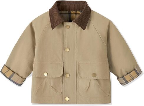 Volunboy Toddler Boys Barn Jackets Corduroy Collar Utility Workwear with Pockets Spring Fall Zip Up Windbreaker Outerwear in Saudi Arabia