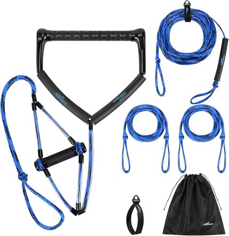 Affordura Wakeboard Rope حبل التزلج المائي مع مقبض حبال التزلج للرياضات المائية، حبل سحب التزلج للأنابيب 4 أقسام حبل سحب الأنبوب للرياضات المائية (75 قدمًا)، تتضمن حقيبة تخزين in Kuwait