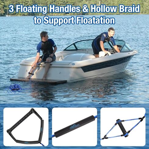 Affordura Wakeboard Rope حبل التزلج المائي مع مقبض حبال التزلج للرياضات المائية، حبل سحب التزلج للأنابيب 4 أقسام حبل سحب الأنبوب للرياضات المائية (75 قدمًا)، تتضمن حقيبة تخزين in Kuwait