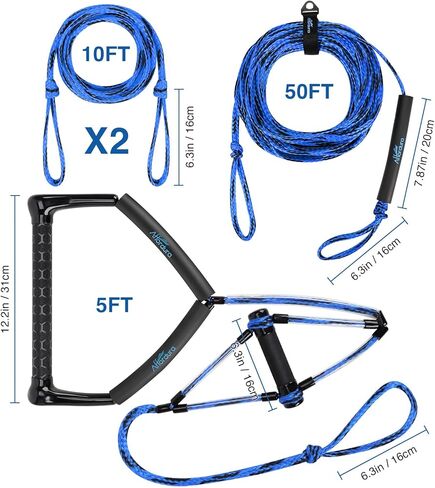 Affordura Wakeboard Rope حبل التزلج المائي مع مقبض حبال التزلج للرياضات المائية، حبل سحب التزلج للأنابيب 4 أقسام حبل سحب الأنبوب للرياضات المائية (75 قدمًا)، تتضمن حقيبة تخزين in Kuwait