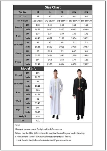 Thobe for Men Muslim Clothing Kaftan Jalabiya Abaya Arab Costume Round Neck Long Sleeve in Saudi Arabia