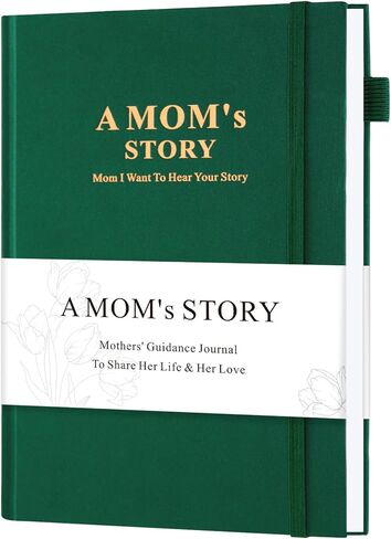 JUBTIC Mom's Memory Journal: Linen Hardcover Edition with 200+ Guided Questions - A Cherished Keepsake to Share Her Life Story, Perfect Gift for Mom's Birthday, Mother's Day & Christmas (Green) in Saudi Arabia