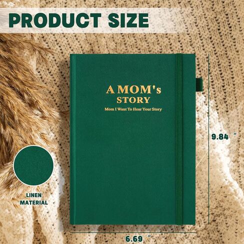 JUBTIC Mom's Memory Journal: Linen Hardcover Edition with 200+ Guided Questions - A Cherished Keepsake to Share Her Life Story, Perfect Gift for Mom's Birthday, Mother's Day & Christmas (Green) in Saudi Arabia