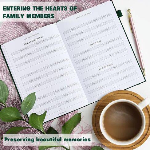 JUBTIC Mom's Memory Journal: Linen Hardcover Edition with 200+ Guided Questions - A Cherished Keepsake to Share Her Life Story, Perfect Gift for Mom's Birthday, Mother's Day & Christmas (Green) in Saudi Arabia