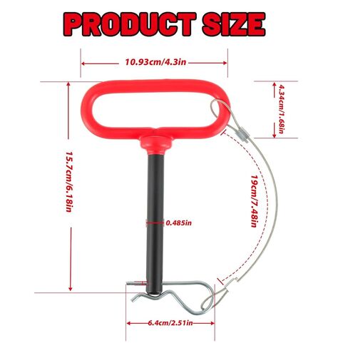 1/2 x 4 Inch Trailer Hitch Pin, Trailer Gate Pin for Towing Tractor, Lawn Mower, Car, Rubber Handle, with Safety Clip Anti-Loss Rope (Pack of 2 in Saudi Arabia